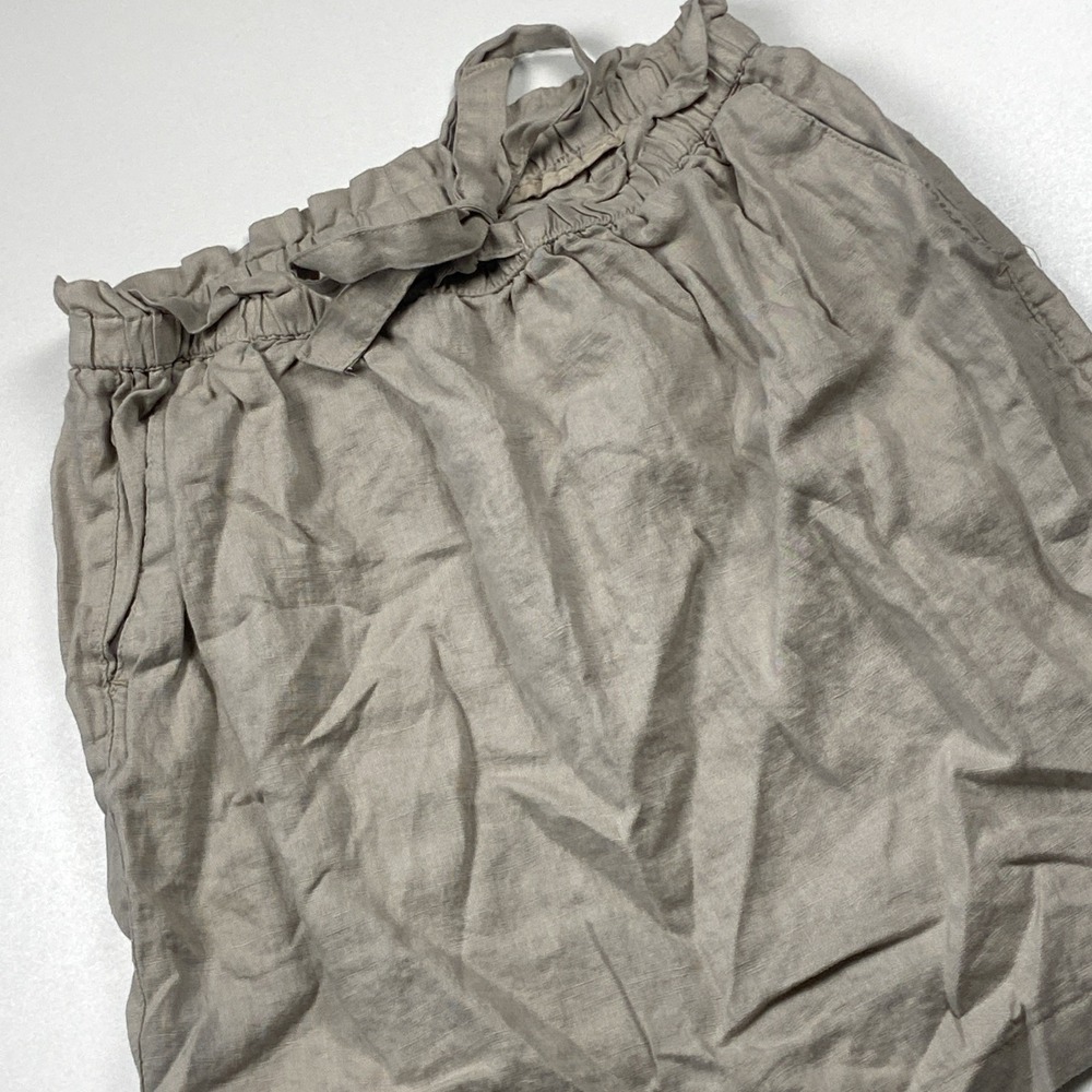St. Tropez Linen Skirt Size S Beige Drawstring Resort Travel Mini w/ Pockets
